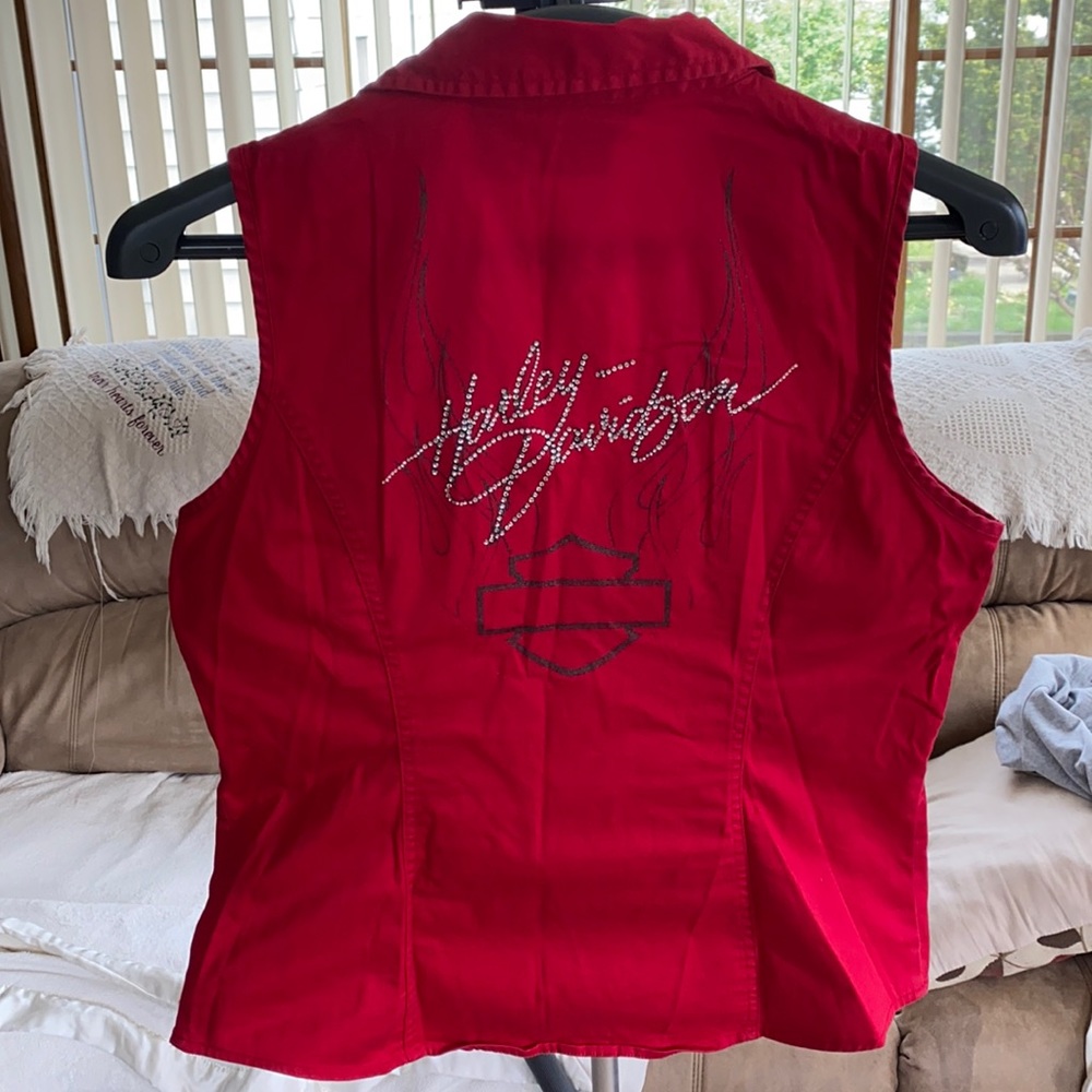 Harley Davidson bling zip up stretchy top L
